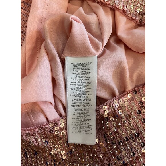 Liv Foster women Draped Beaded Sequin Short Mini Dress size 2 Peach Strappy $275 - Picture 11 of 12